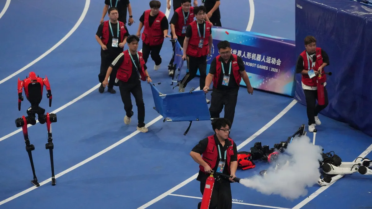 A robot sprinter shatters a 100-meter record again as sparks fly at China’s robot competition
