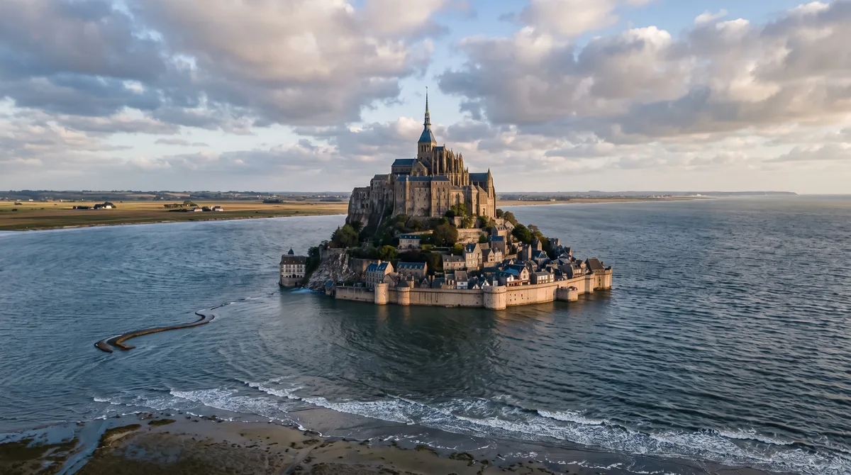 Isolada pelas marés mais extremas e perigosas do continente, esta majestosa abadia medieval construída no topo de uma ilha rochosa transforma-se em uma fortaleza impenetrável toda vez que o mar sobe
