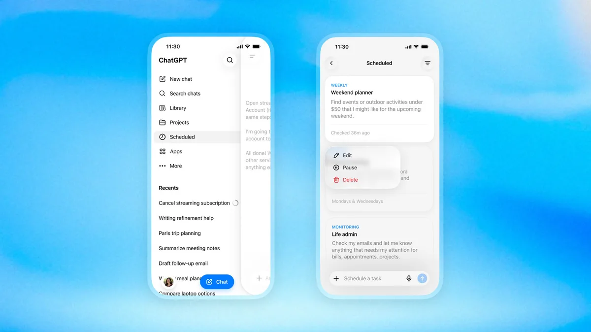Free accounts can now access ChatGPT's upgraded task scheduling tool