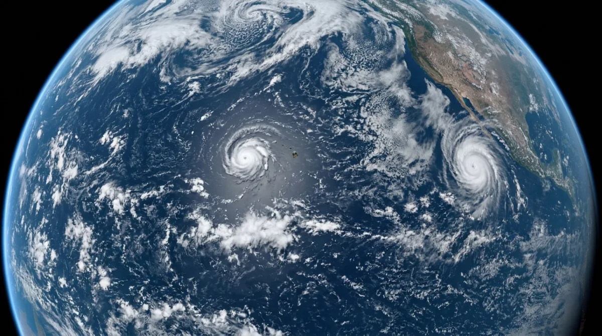 Dois furacões apareceram juntos no Pacífico e imagens de satélite revelaram a escala de uma temporada especialmente ativa