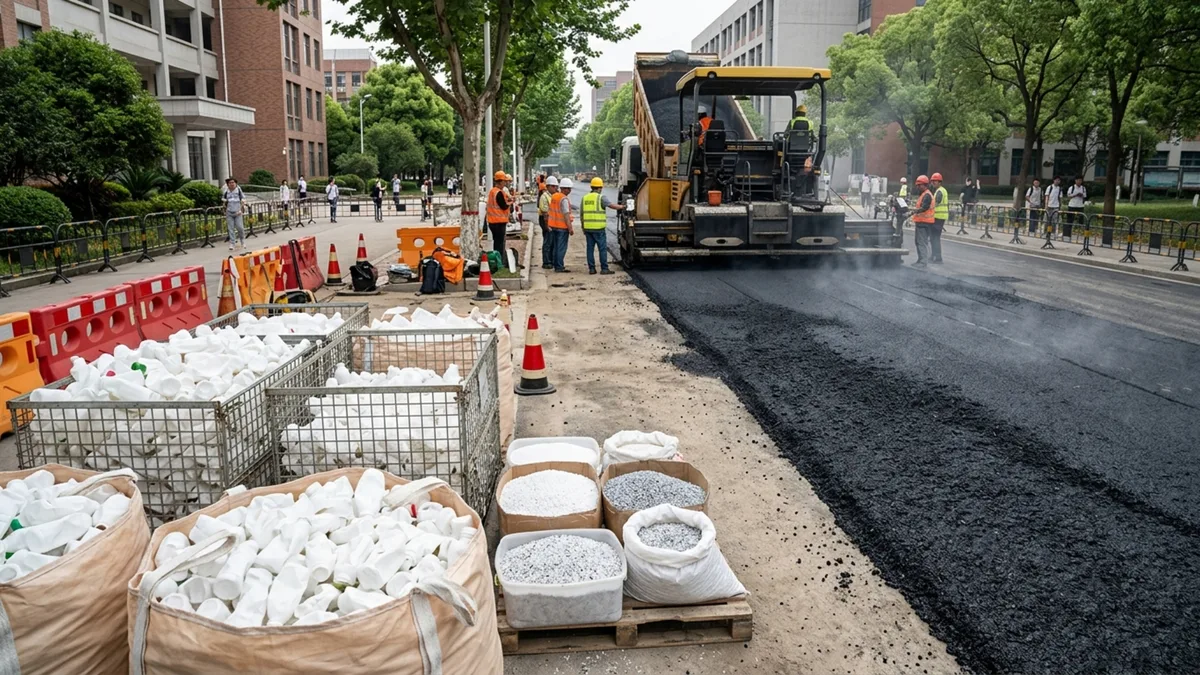 Em 2021, a China construiu sua primeira estrada de plástico usando mais de 6.000 garrafas de leite e transformou resíduos difíceis de reciclar em asfalto