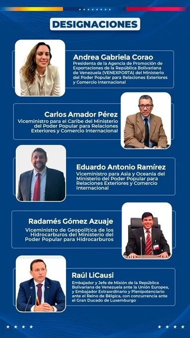 Ejecutivo oficializa nuevas designaciones en el área diplomática, de comercio exterior e hidrocarburos