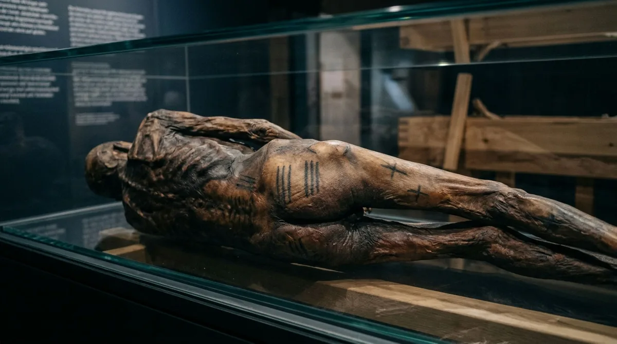 Ötzi entrou no gelo há 5.300 anos com 61 tatuagens geométricas espalhadas principalmente perto das articulações, e muitas coincidem com regiões do corpo que apresentam sinais de desgaste