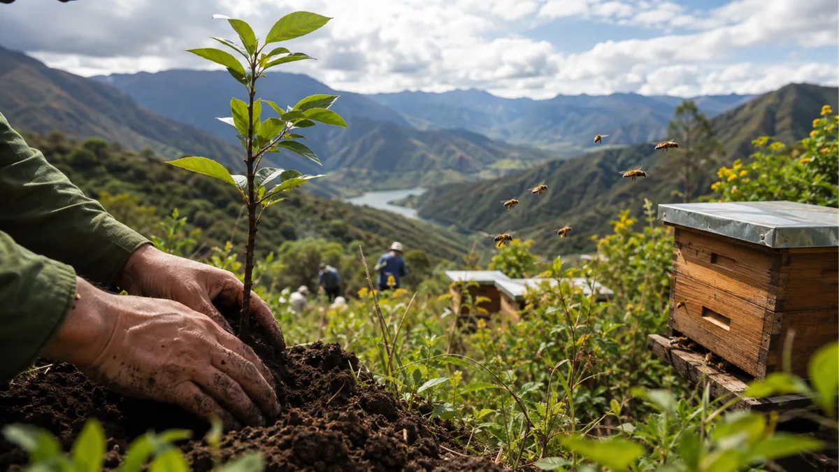 Colômbia plantou 97.000 árvores para recuperar suas florestas de alta montanha. A reviravolta aconteceu ao colocar mais de 190 colmeias e transformar abelhas em aliadas de 577 hectares restaurados
