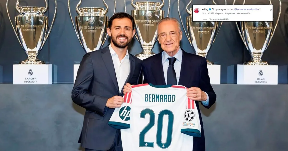 La desopilante gastada de Erling Haaland a Bernardo Silva por el insólito video que publicó el Real Madrid en su presentación