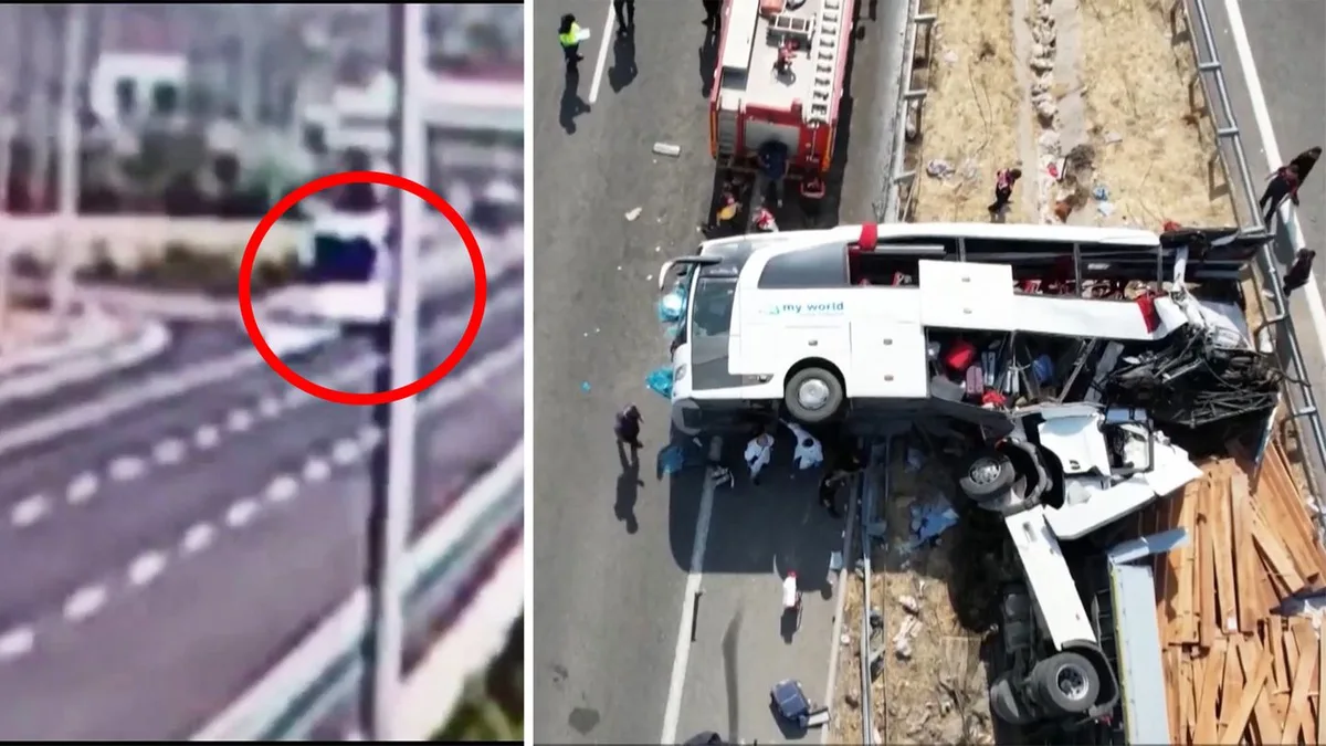 Überwachungsvideo zeigt: Kürz vor tödlichem Unfall: Reisebus fuhr rückwärts auf Autobahn