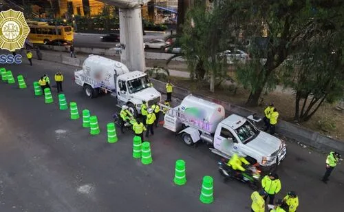 SSC realiza operativo de revisión a transportes de materiales peligrosos en Miguel Hidalgo; levantan infracciones y garantías de pago