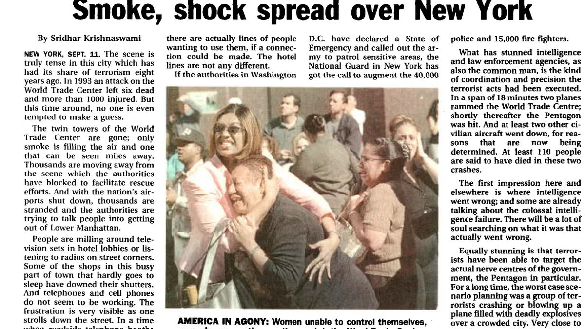 9/11 report from the ground: Smoke, shock spread over New York