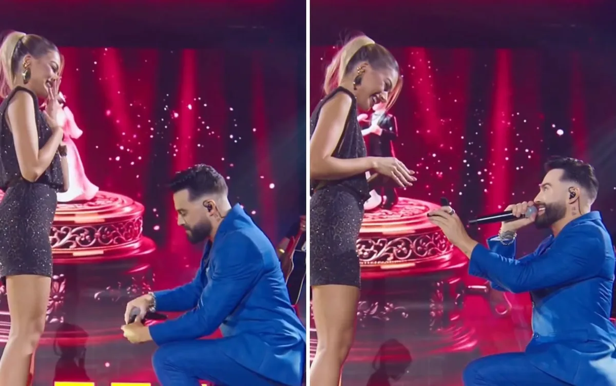 Cantor sertanejo pede namorada em casamento no meio de show; vídeo