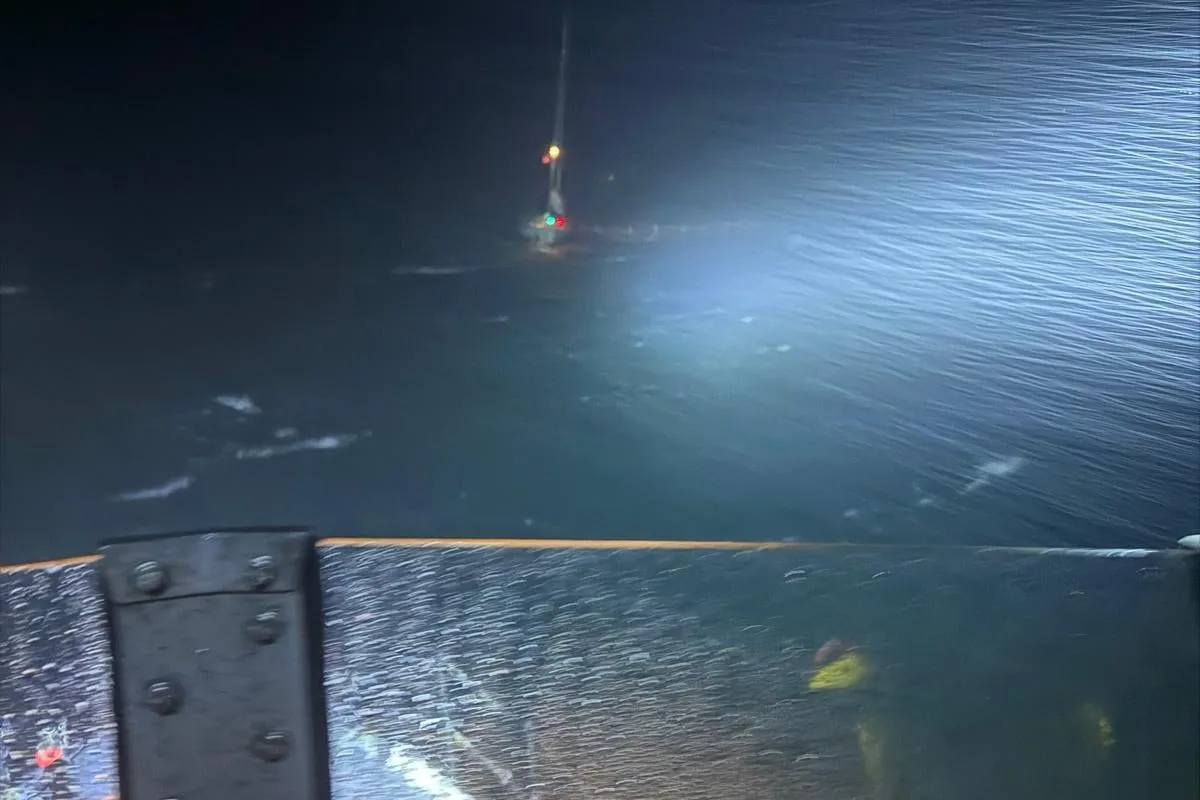 Six rescued in dramatic seven-hour operation after yacht hits fish farm off Antrim