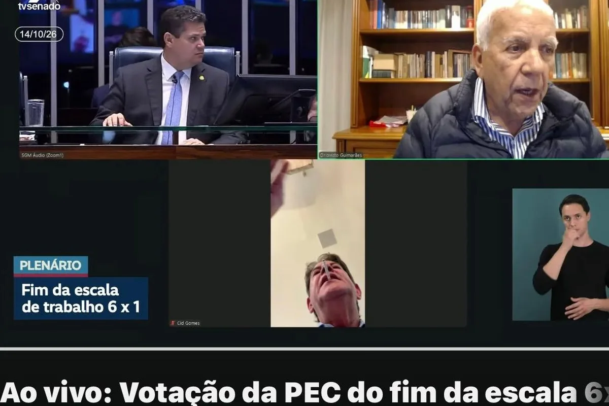 Cid Gomes aparece com cigarro na boca durante votação do fim da escala 6x1