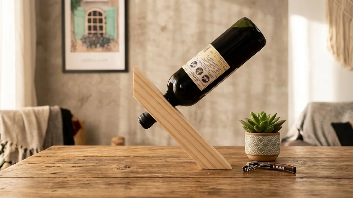 Parece magia, pero es ciencia: cómo hacer el soporte para botellas de vino que tiene 5 materiales, 2 cortes y 1 agujero