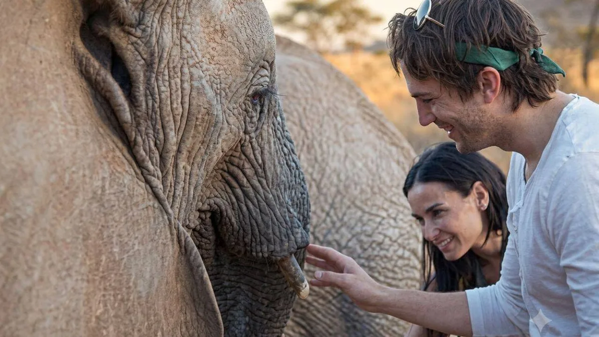 Demi Moore and Ashton Kutcher visited a Kenyan sanctuary for orphaned elephants