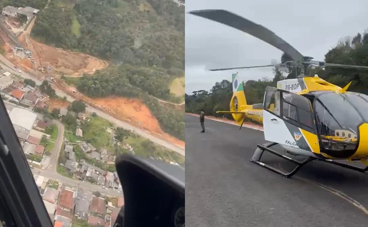 Trabalhador cai de telhado no Contorno Norte e é levado de helicóptero ao hospital; vídeo mostra resgate