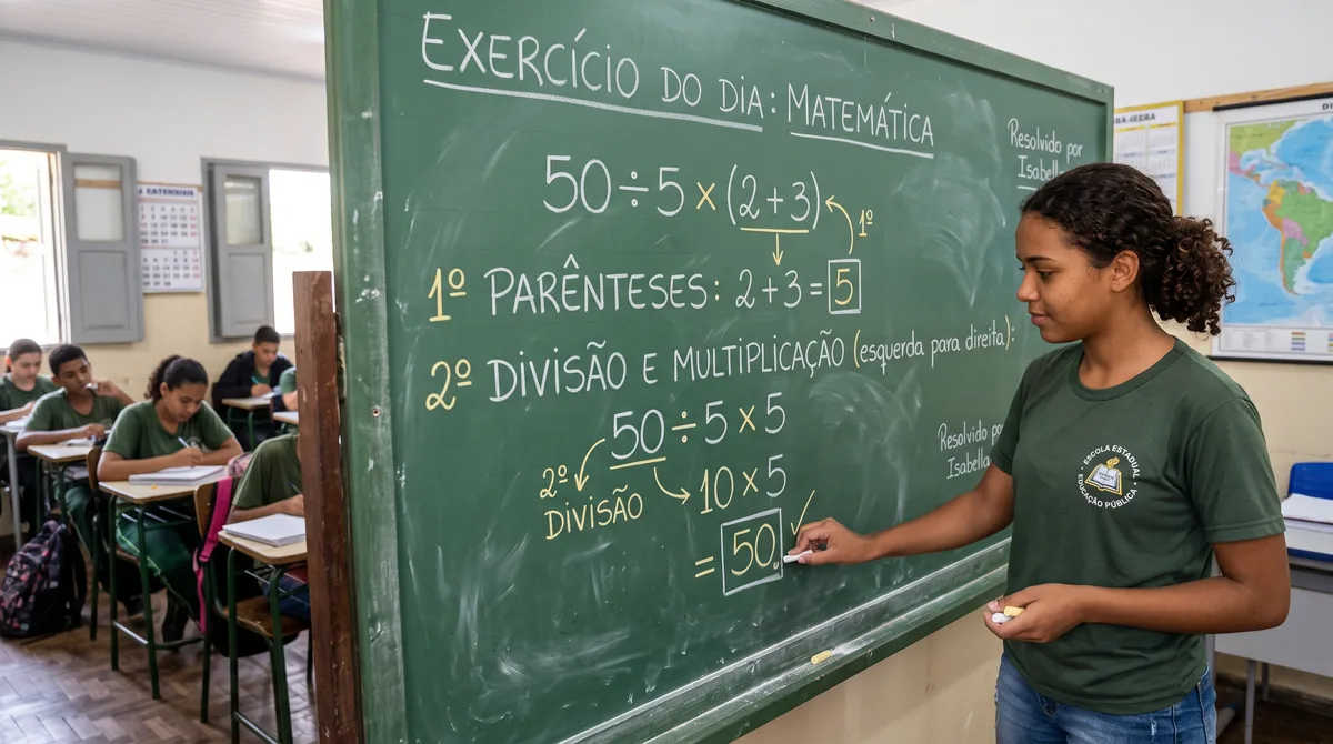 O desafio matemático que dividiu a internet em dois grupos (e apenas um sabe a regra correta): 50 ÷ 5 × (2 + 3)