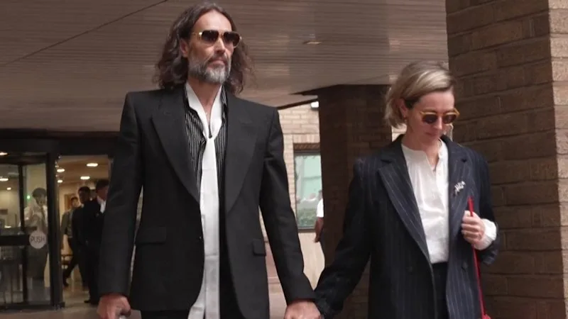 Russell Brand leaves court on first day of trial for rape and sexual assault