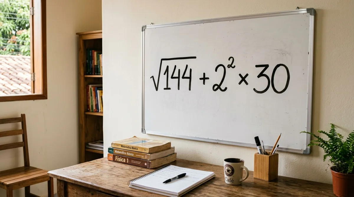 √144 + 2² x 30 parece fácil, mas a ordem das operações faz muitos errarem