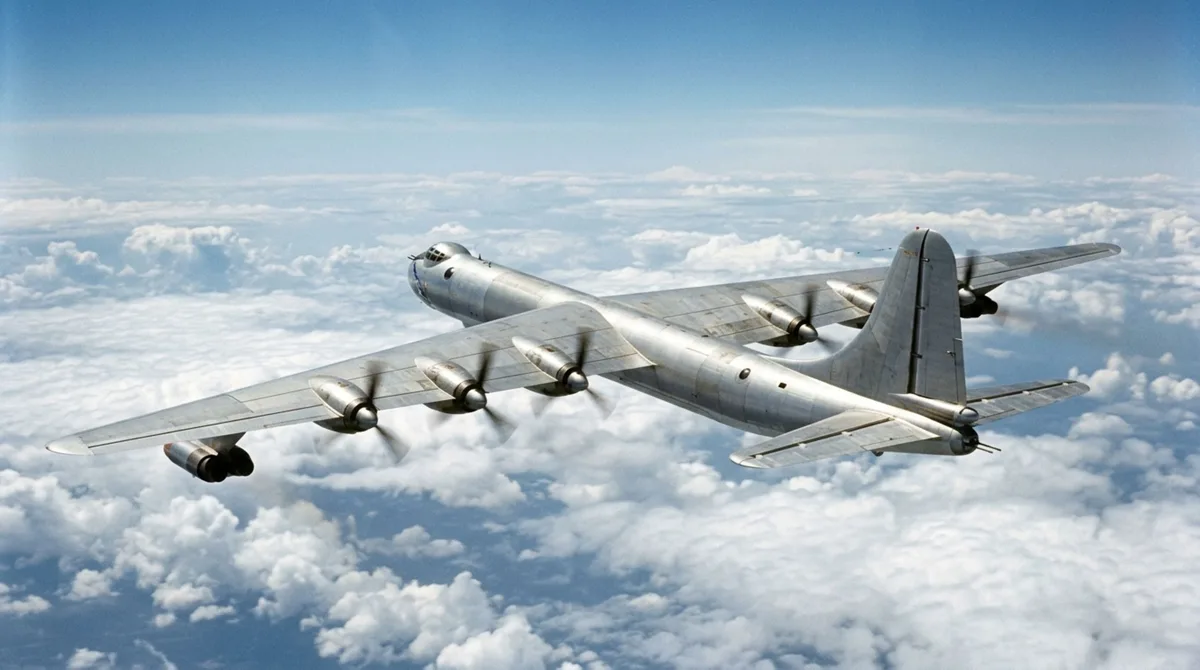 No início da Guerra Fria, um avião chegou a combinar dez motores, possuía uma envergadura superior à de muitos aviões atuais e foi projetado para cruzar milhares de quilômetros carregando armamento pesado