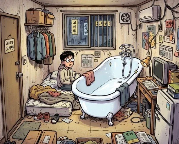 고시원 한가운데 욕조가?…폐버스 이어 또 퍼진 풍자 밈