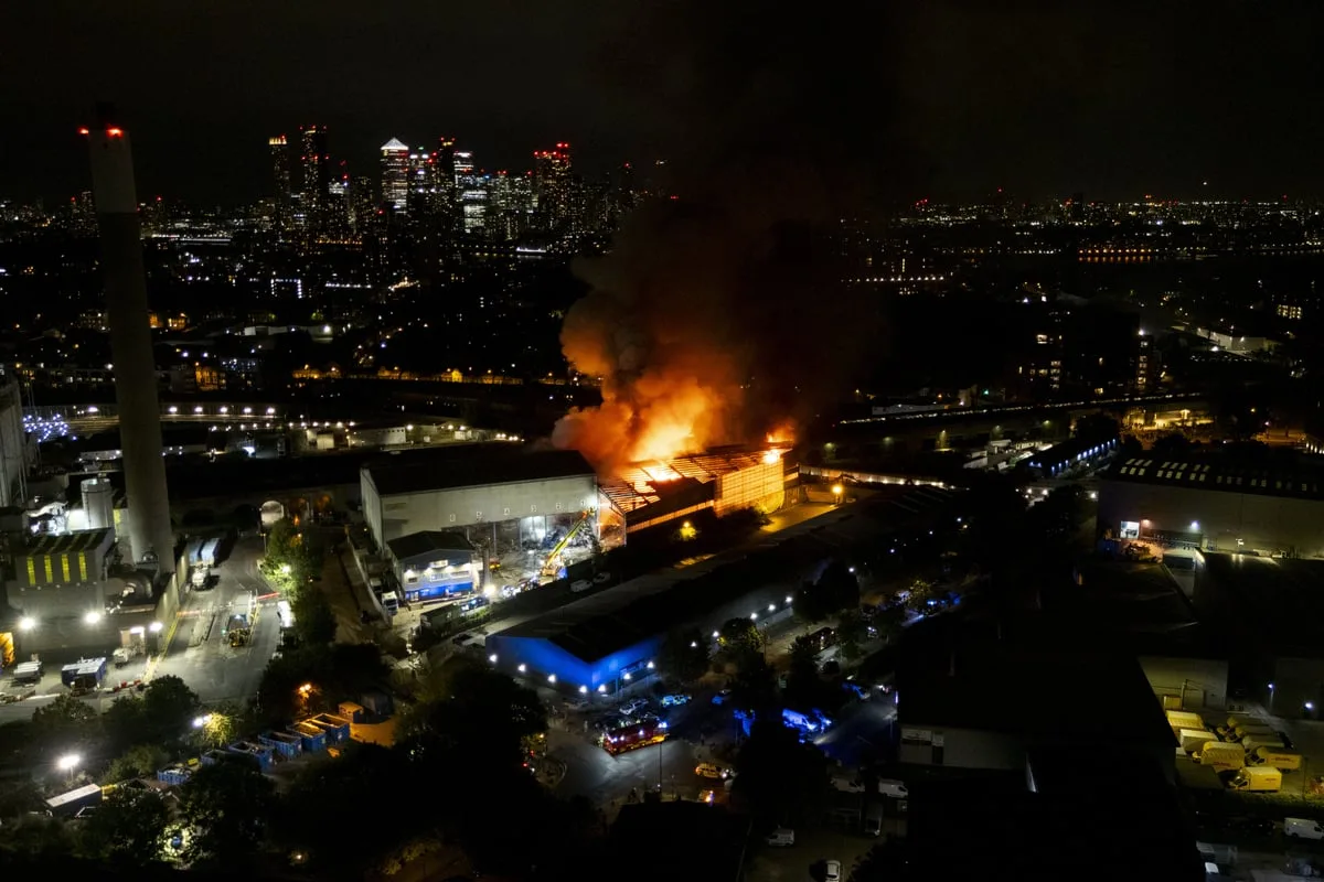 About 100 firefighters tackle blaze at recycling facility