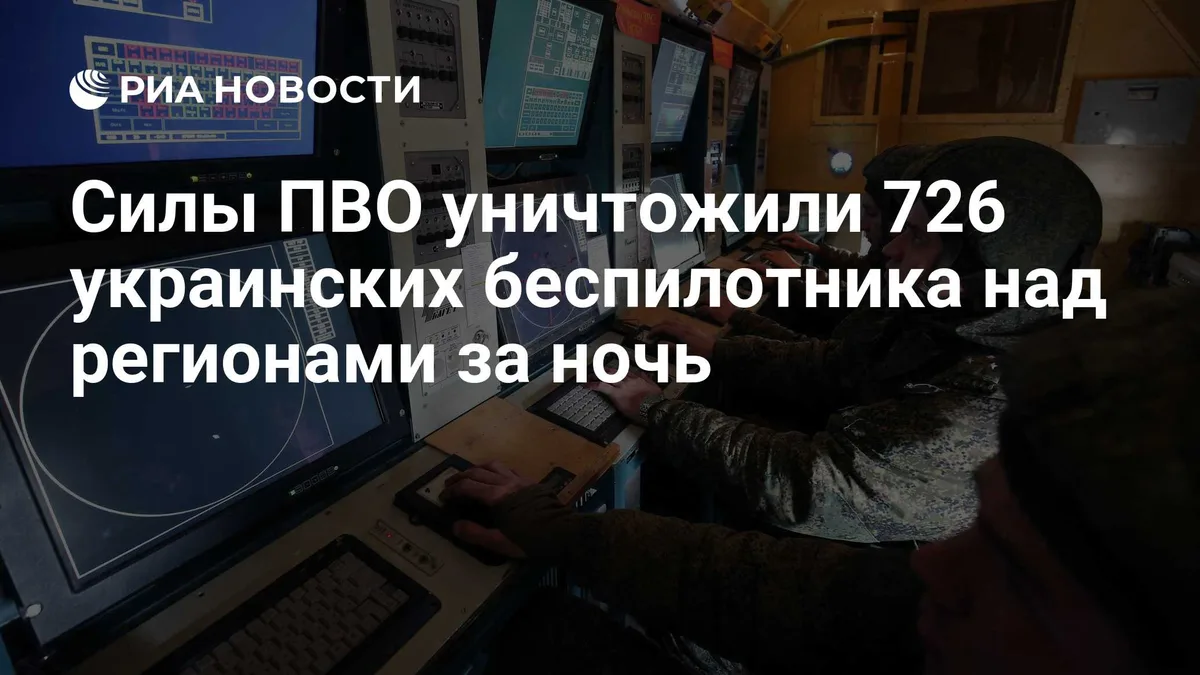 Силы ПВО уничтожили 726 украинских беспилотника над регионами за ночь