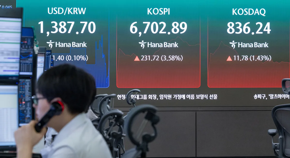 삼전닉스 급등세에 힘입은 코스피, 6%대 상승 중