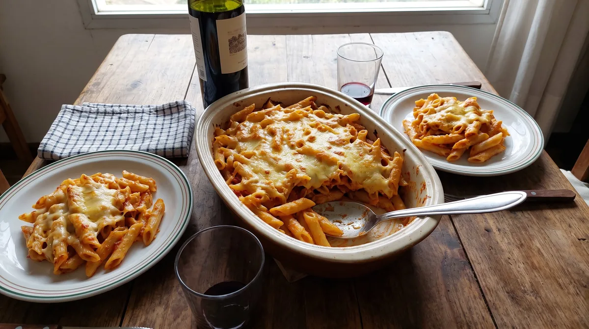 Receta de mostacholes gratinados, rápida y fácil
