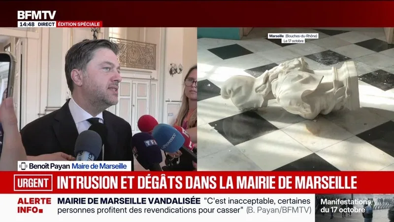 Intrusion dans la mairie de Marseille: "C'était des black blocs, ce ne sont absolument pas des manifestants", déclare Benoît Payan, maire de Marseille