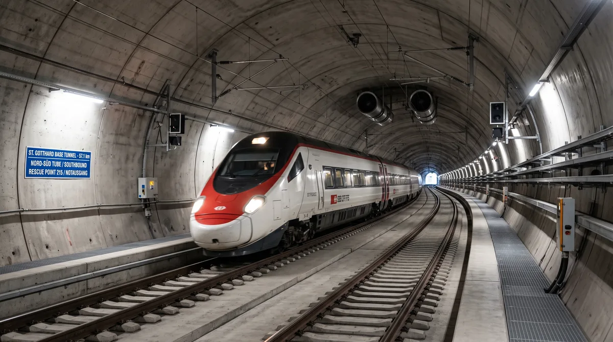 Cavado no coração maciço dos Alpes, o túnel ferroviário mais longo e profundo da Terra precisou de duas décadas e máquinas escavadoras do tamanho de prédios para ser concluído