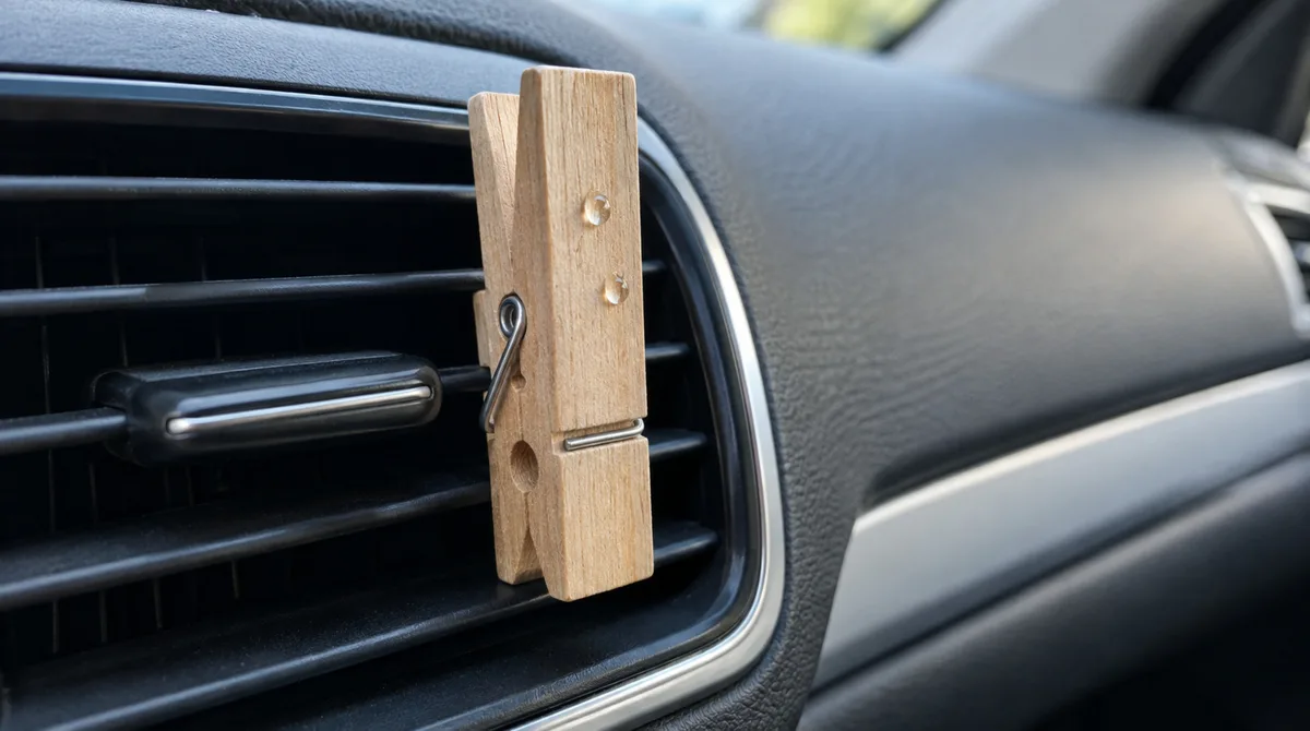 Prender um prendedor de roupa de madeira no ar condicionado do seu carro: para que serve e por que é recomendado para melhorar a temperatura