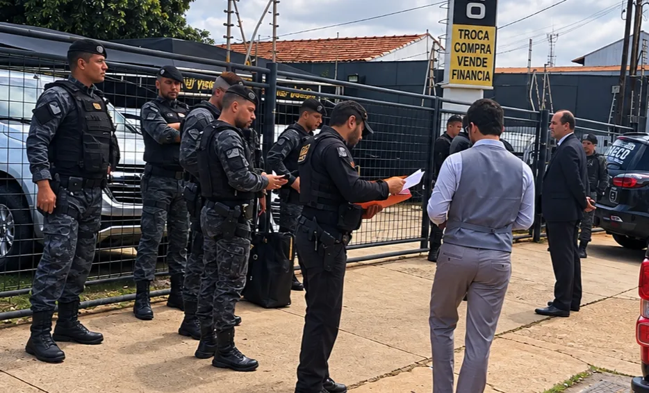 Gaeco deixa garagem com dois malotes após 1h30 de buscas na Bandeirantes