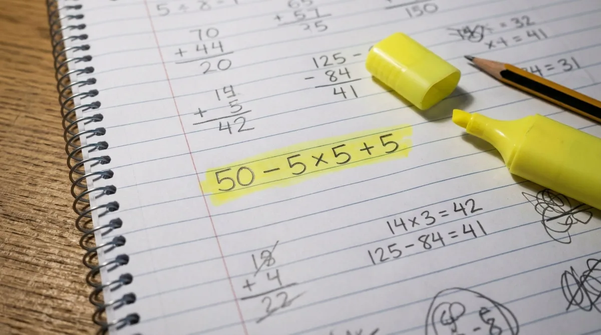 Você consegue resolver 50 − 5 × 5 + 5 em menos de 20 segundos?