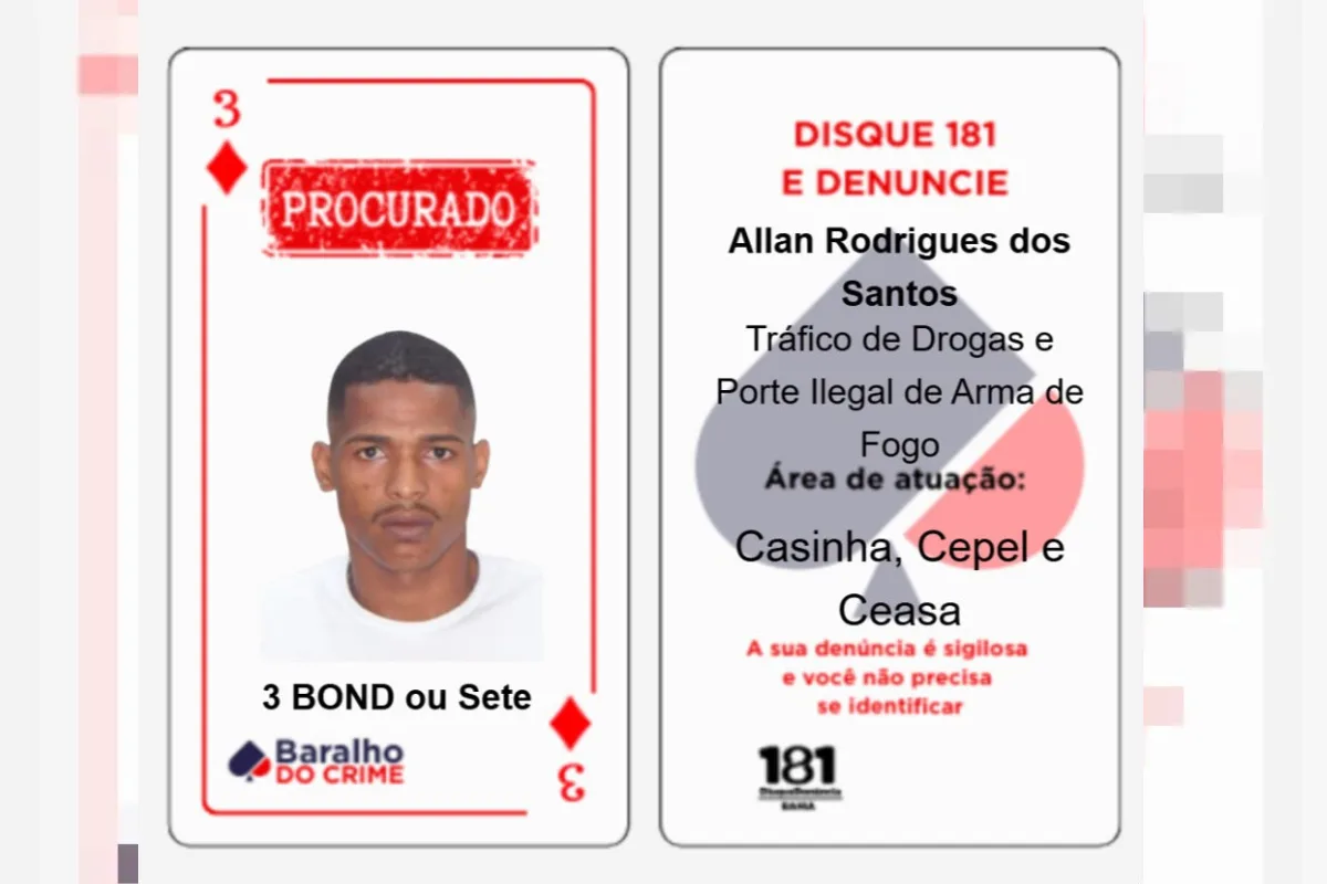 Baralho do Crime: bandido "3 de Ouro" morre após confronto com polícia