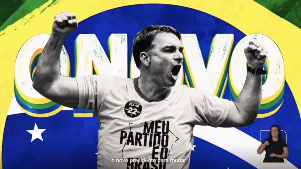 Propaganda eleitoral de Flávio vai ao ar sem som na TV