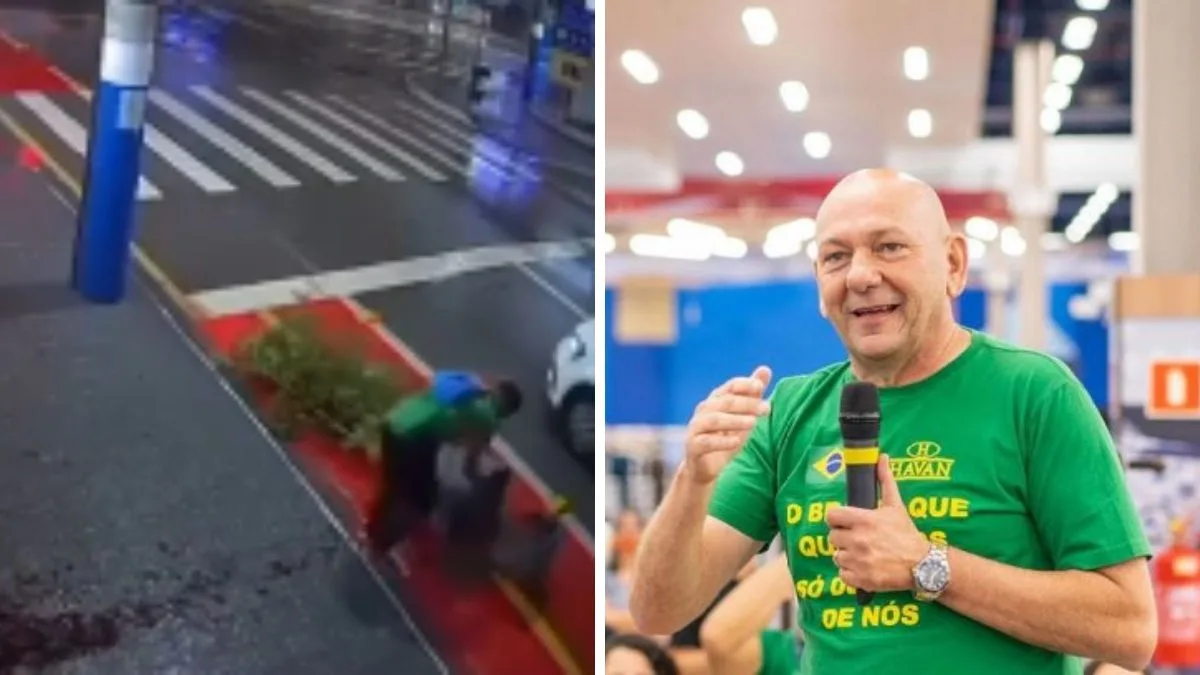 Funcionário da Havan recolhe vaso quebrado na chuva em SC, limpa calçada e chama atenção de Luciano Hang: ‘atitudes como essa mostram muito sobre o caráter’