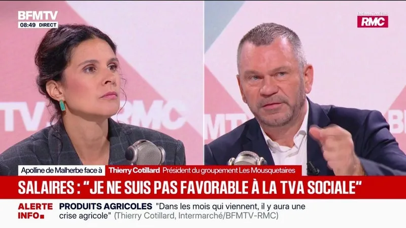 Thierry Cotillard, président du groupement Les Mousquetaires, n'est "pas favorable" à la TVA sociale