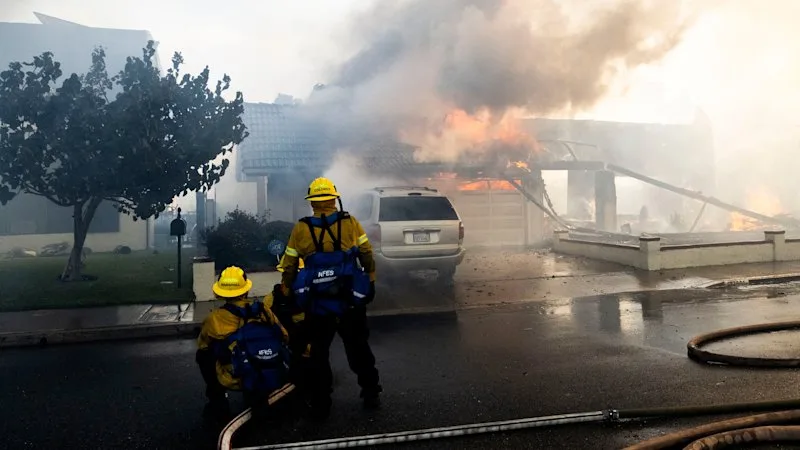 Several California homes ablaze in ‘critical fire weather threat’