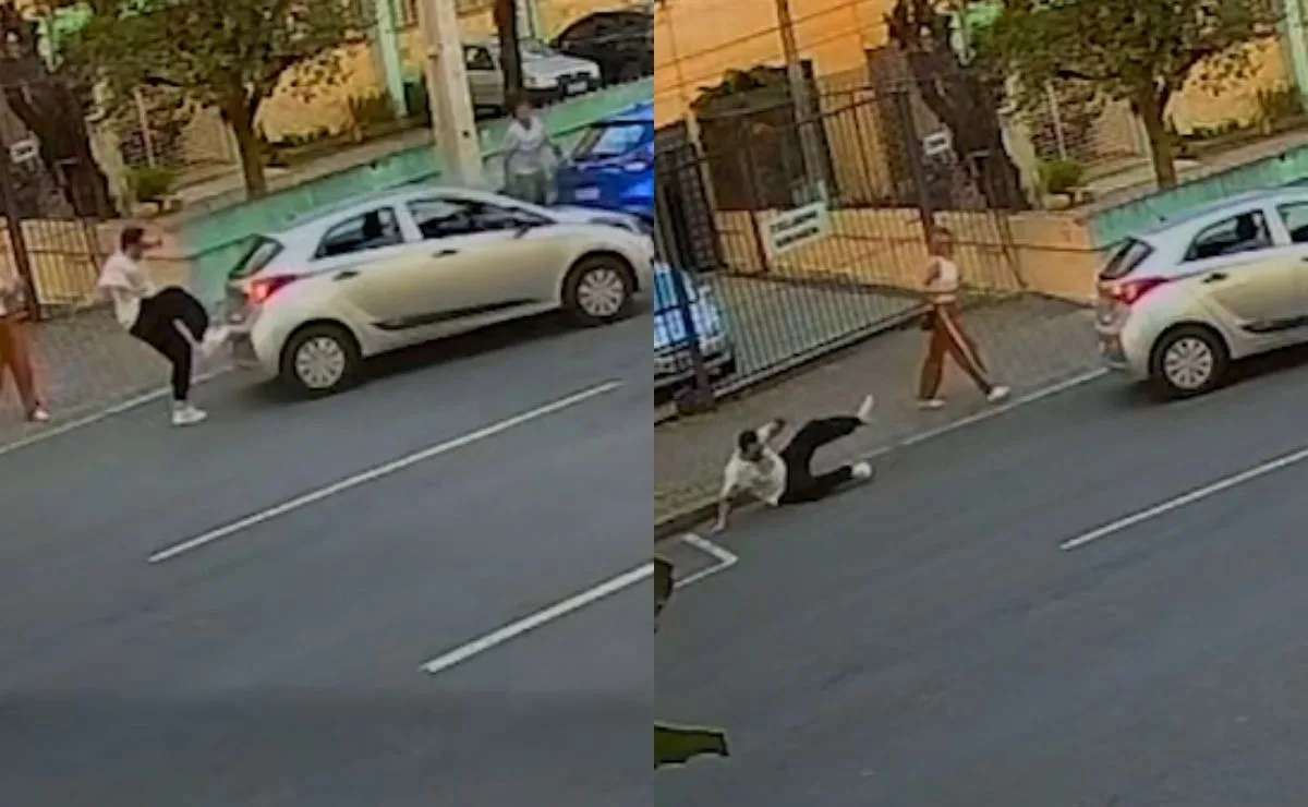 Vídeo! Casal é atacado após confusão com motorista de aplicativo e mulher é arrastada por carro em Curitiba