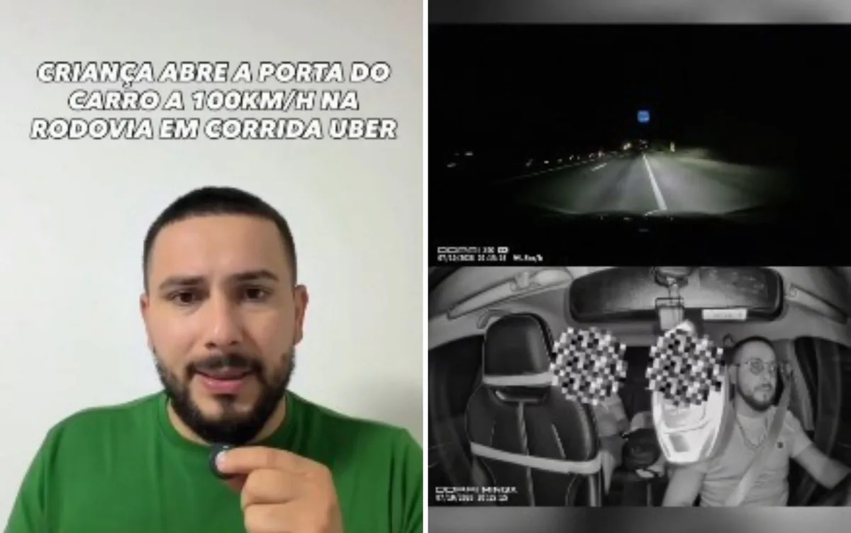 VÍDEO: Criança abre a porta de carro a mais de 100 km/h durante corrida por app, diz motorista