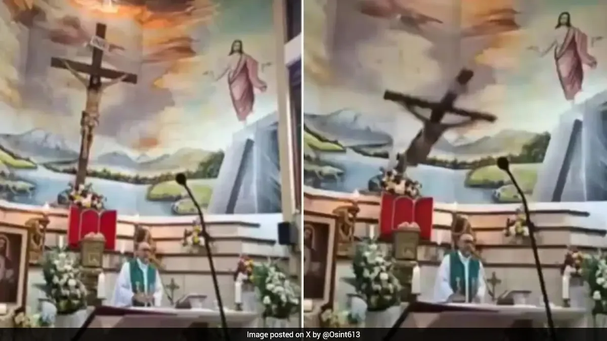 On Camera, Priest Crushed Under Massive Crucifix In Front Of Worshippers
