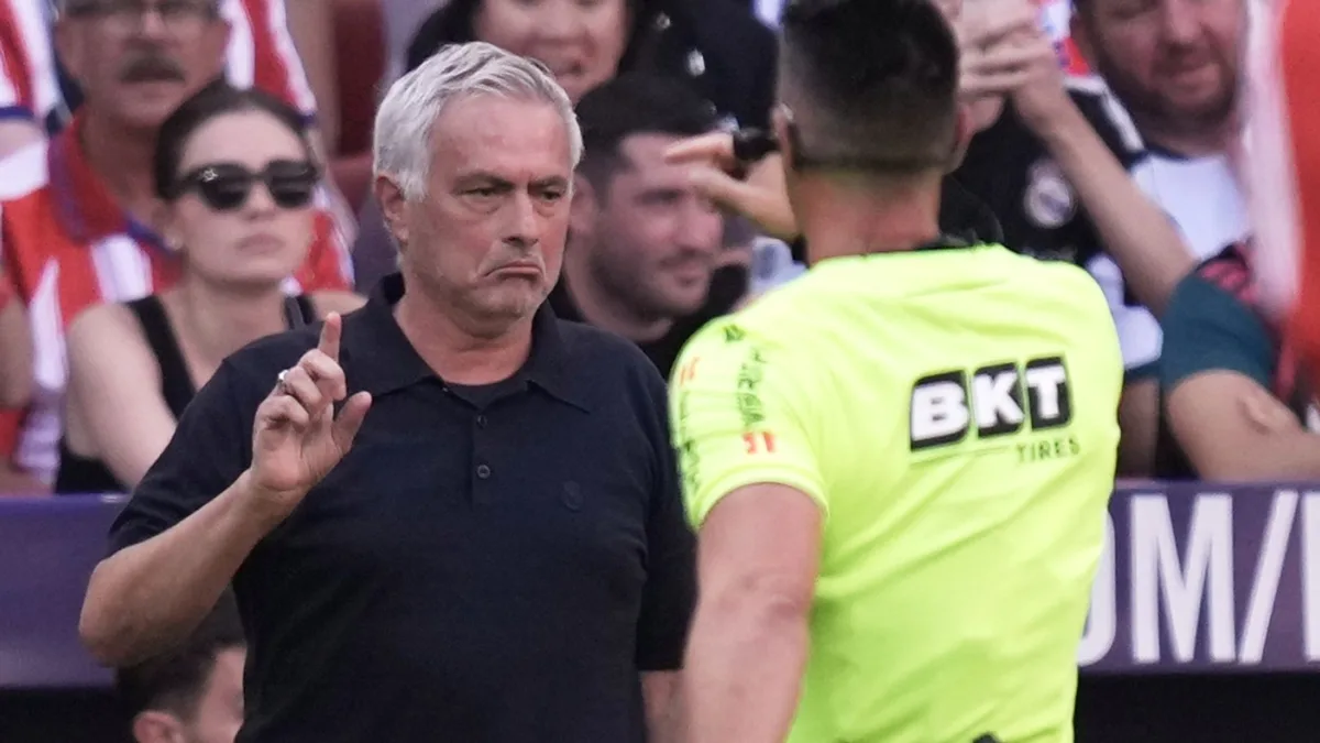 Furious Mourinho holds up pictures of ref errors after Madrid derby defeat