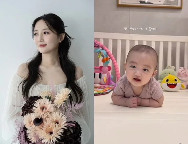 ‘오상진♥’ 김소영, 4개월 子 육아 일상 공개..벌써 완성형 미모