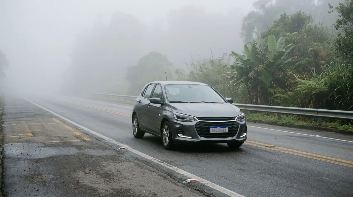 Condutor dirige sob neblina com o farol automático ligado e só percebe na estrada que o sistema manteve apenas as luzes diurnas acesas