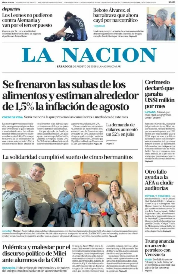 Portadas latinoamericanas de este sábado 28 de agosto de 2026