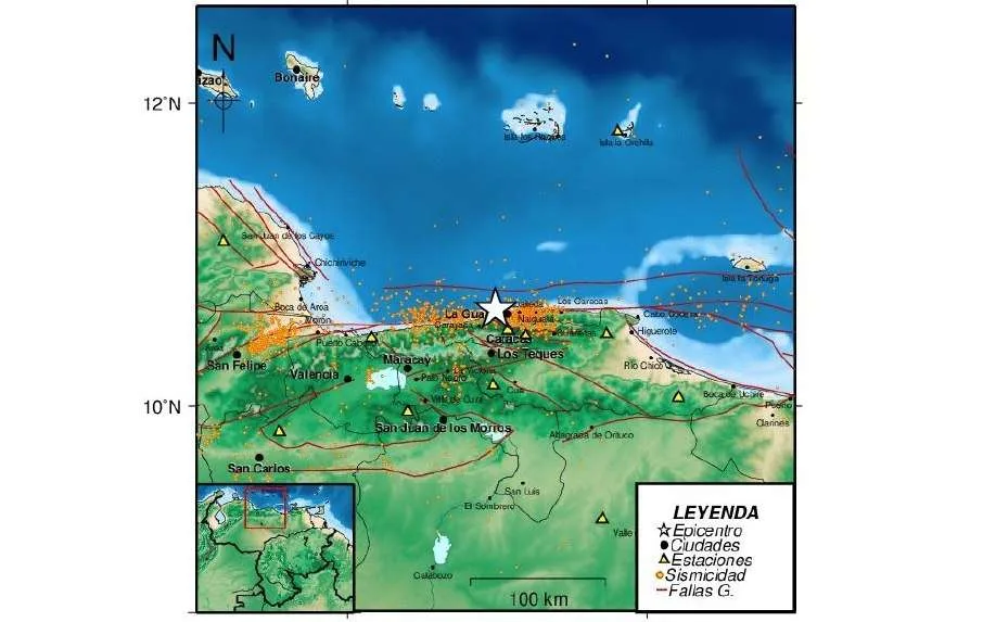 Sismo de 4.0 se registró la madrugada de este martes a 10 Km. al noroeste de La Guaira