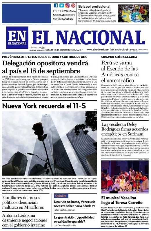 Portadas de este sábado 12 de septiembre de 2026
