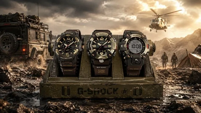 G-Shock em dose tripla: Casio lança relógios com visual militar e durabilidade extrema