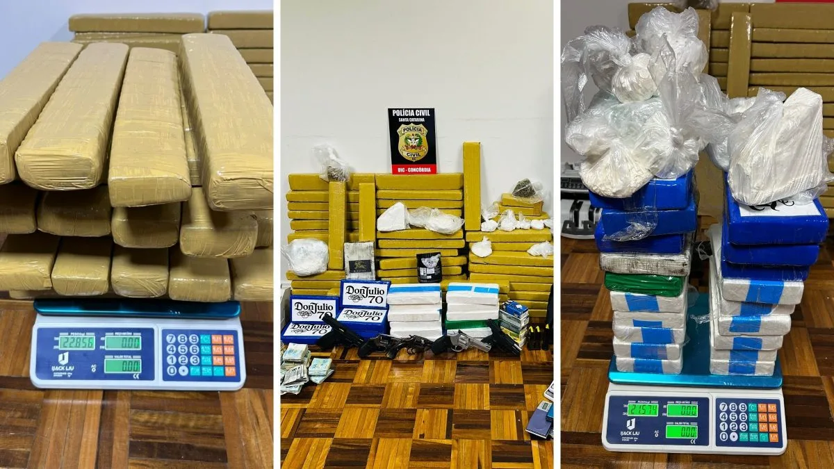 Apartamento ligado a casal investigado por tráfico escondia 105 kg de drogas, armas e quase R$ 270 mil em SC