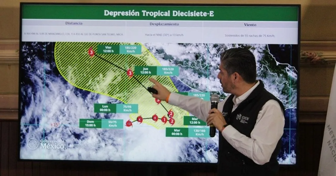 La depresión tropical Diecisiete-E se transformará en Polo: prevén huracán categoría 3 cerca de Michoacán y Colima