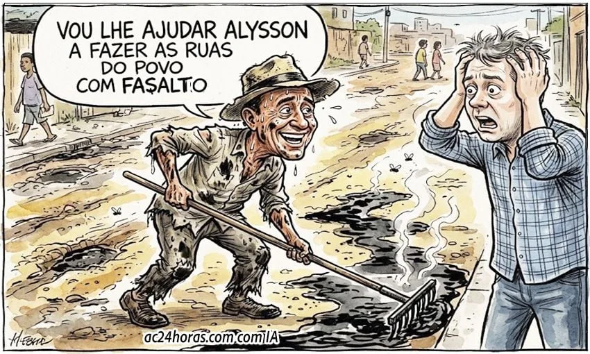 Melando a rua de asfalto
